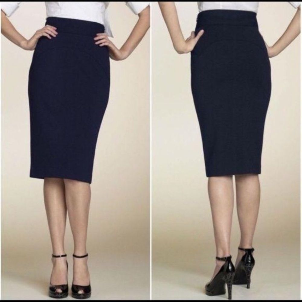 Diane Von Furstenburg Black Marta Pencil Skirt Size 4 - Picture 2 of 7